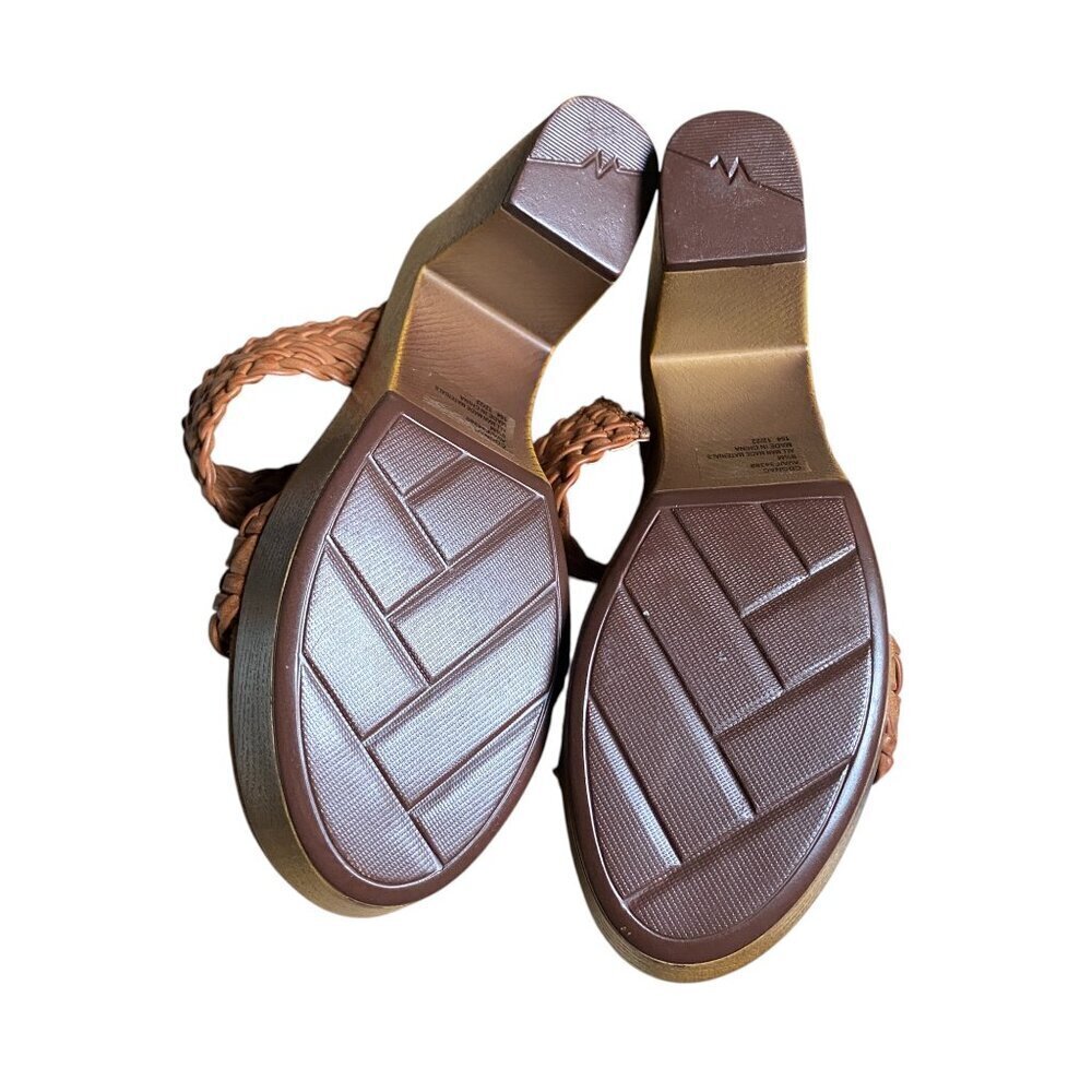 House of Harlow 1960 NWT Cognac Brown Braided Leather Platform Sandals Size 9.5 - Picture 7 of 8